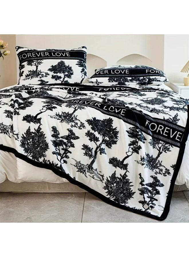 Ink Painting Floral Bed Blanket Vintage Woven Flower Pattern All Season Cozy Fleece Throw 78 74x90 55 Inch - Image 4